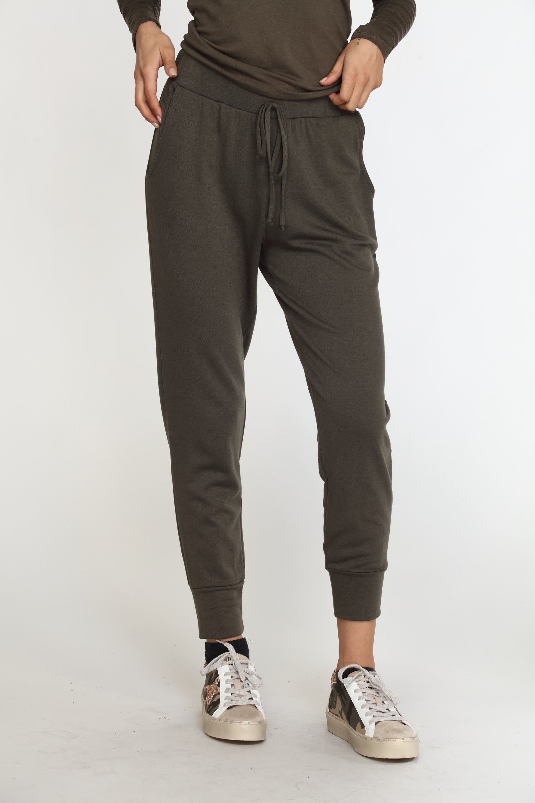 Olive Soft French Terry Joggers - FINAL SALE