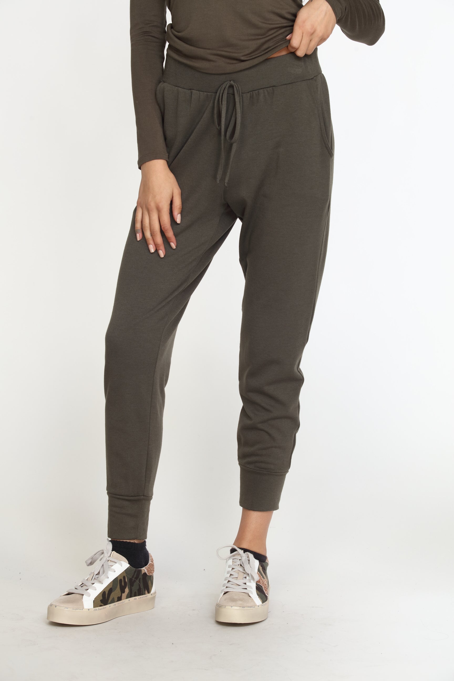 Olive Soft French Terry Joggers - FINAL SALE