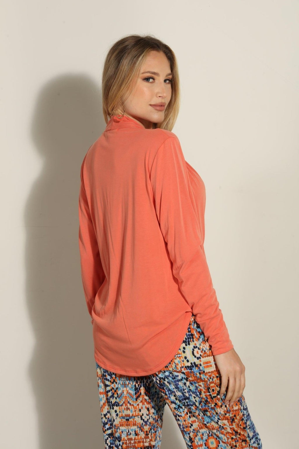 Tangerine Cupro Draped Surplice Top-FINAL SALE