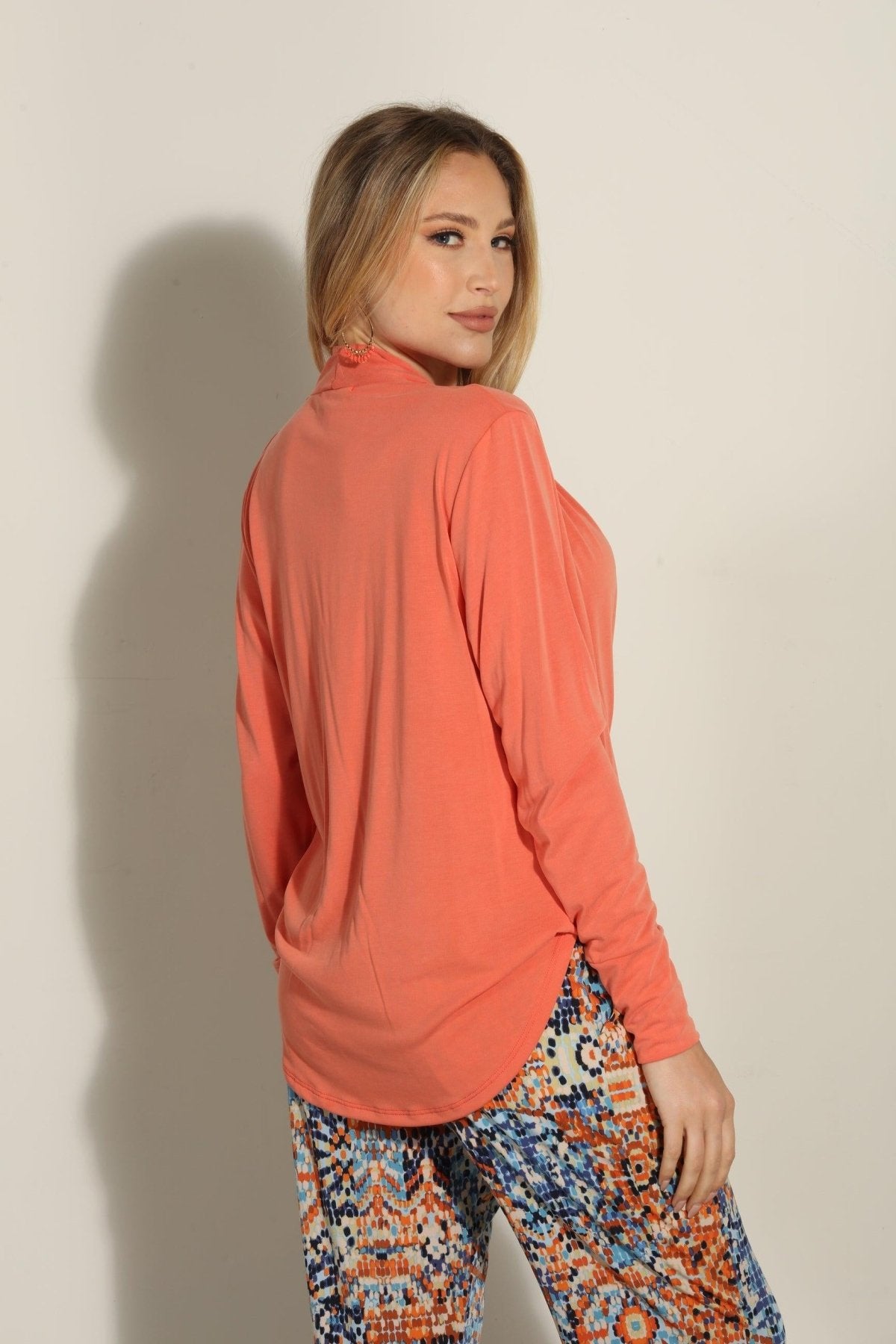 Tangerine Cupro Draped Surplice Top-FINAL SALE