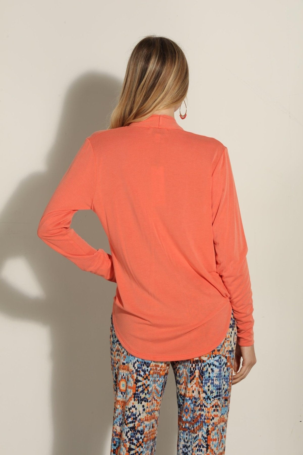 Tangerine Cupro Draped Surplice Top-FINAL SALE