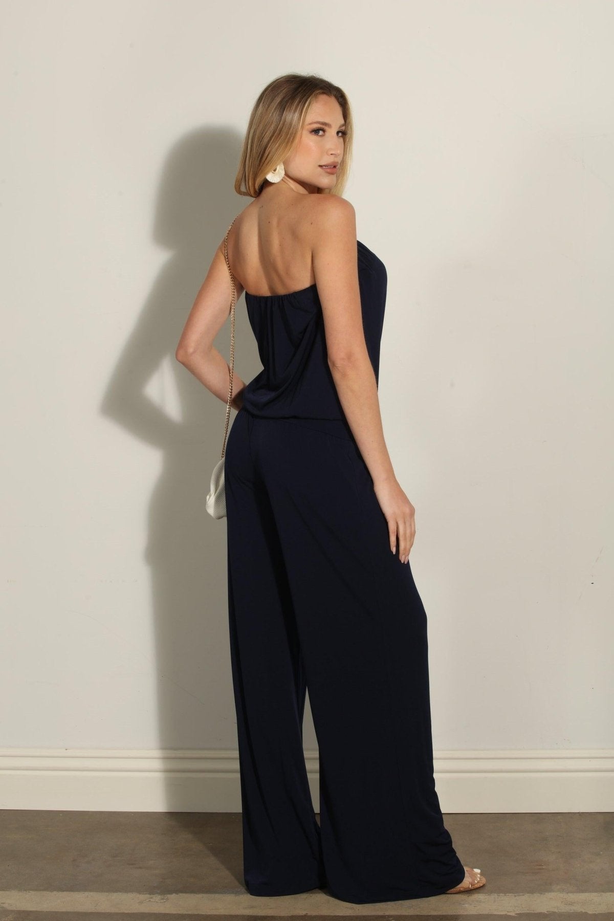 Navy Strapless Drop Waist Jumpsuit-BEST SELLER