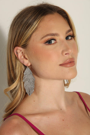 Metallic Silver Feather Earrings-FINAL SALE