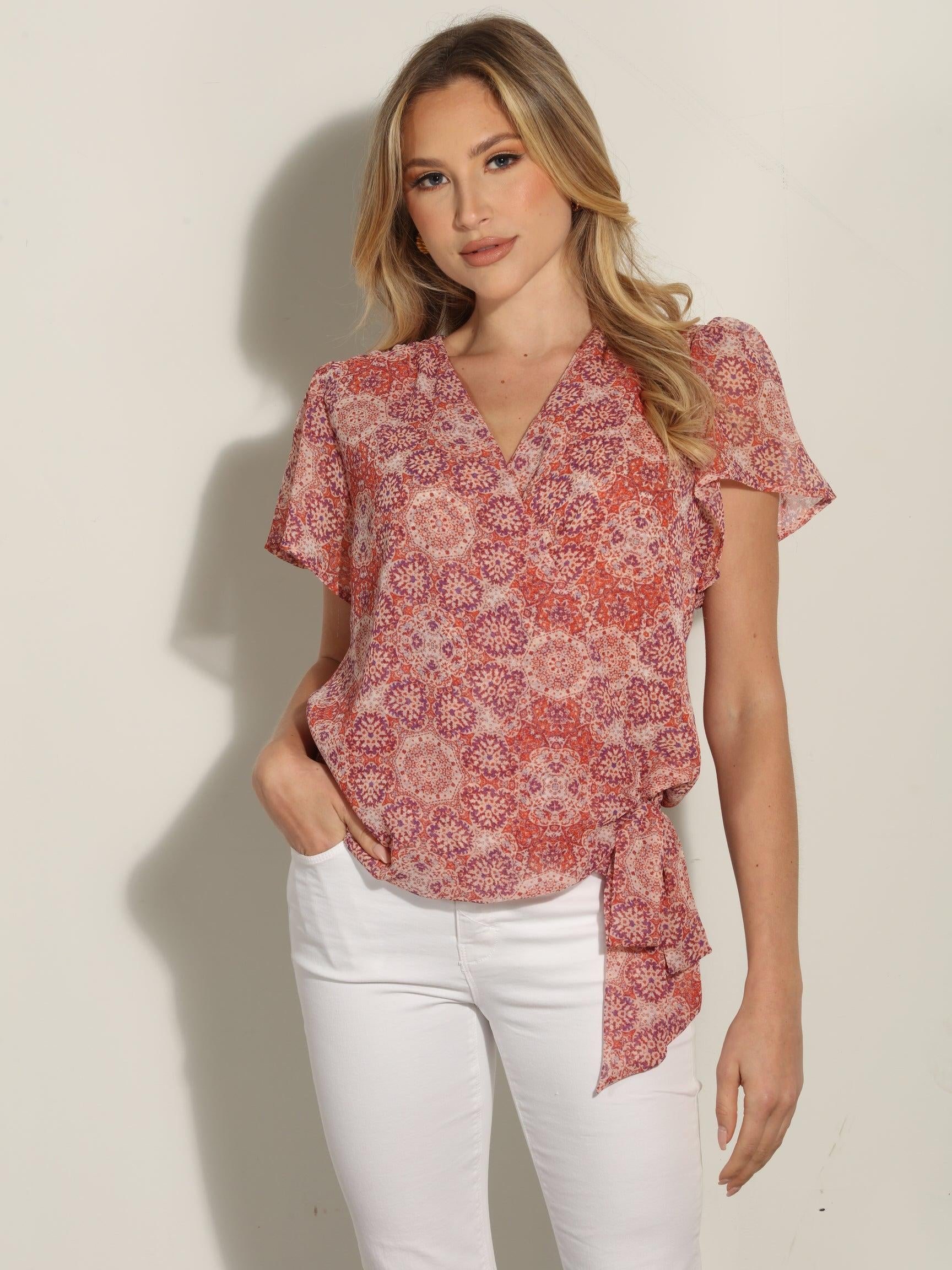 Temescal Short Sleeve Wrap Blouse-FINAL SALE
