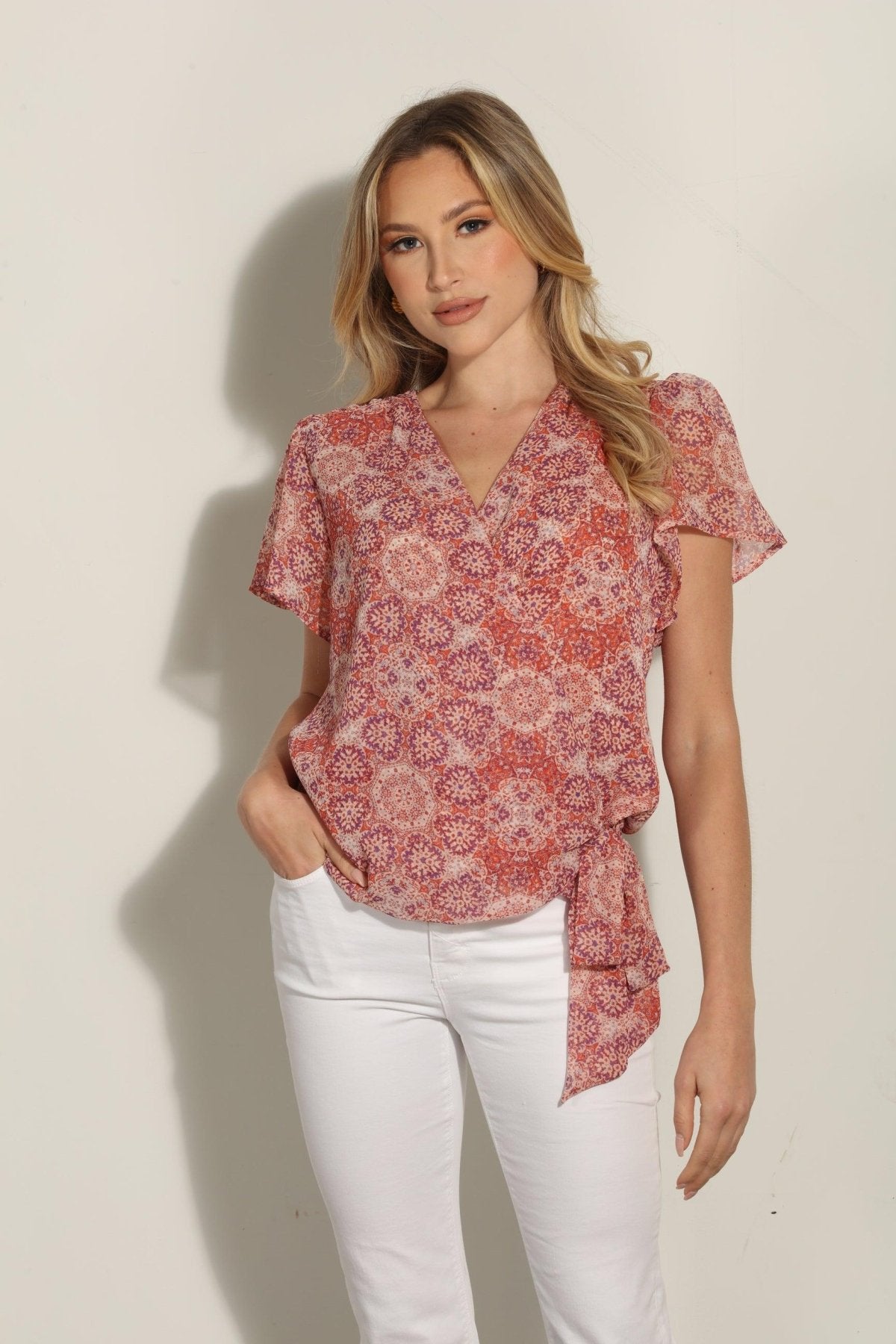 Temescal Short Sleeve Wrap Blouse-FINAL SALE