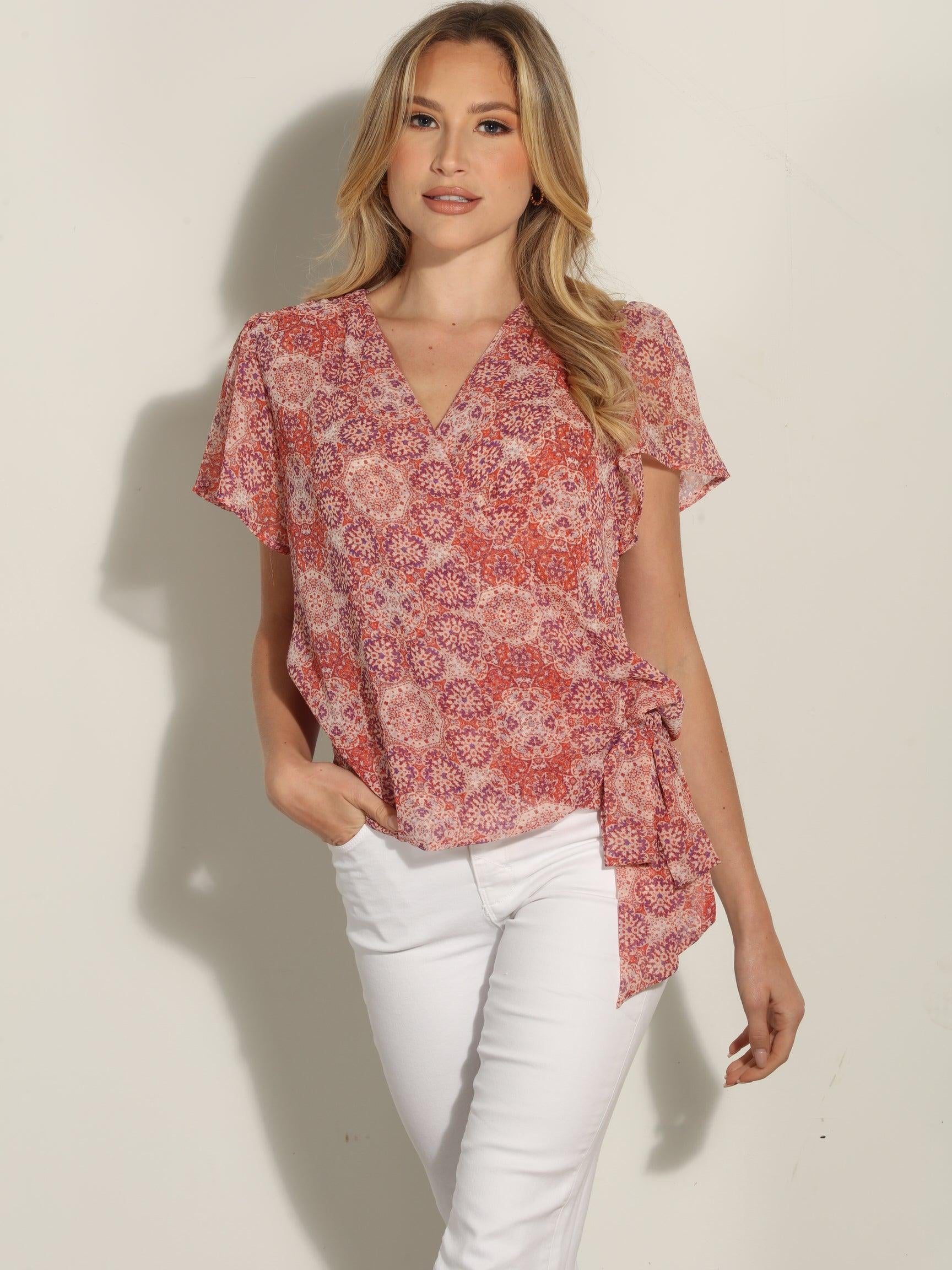 Temescal Short Sleeve Wrap Blouse-FINAL SALE