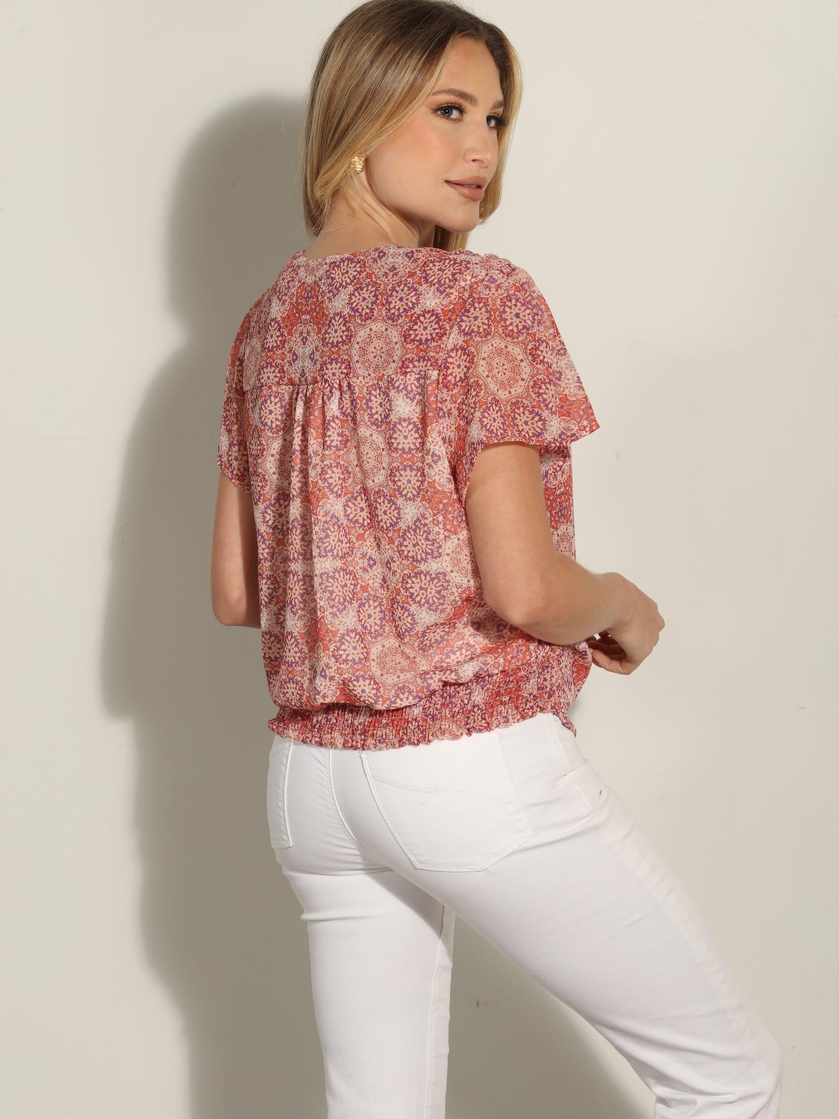 Temescal Short Sleeve Wrap Blouse-FINAL SALE