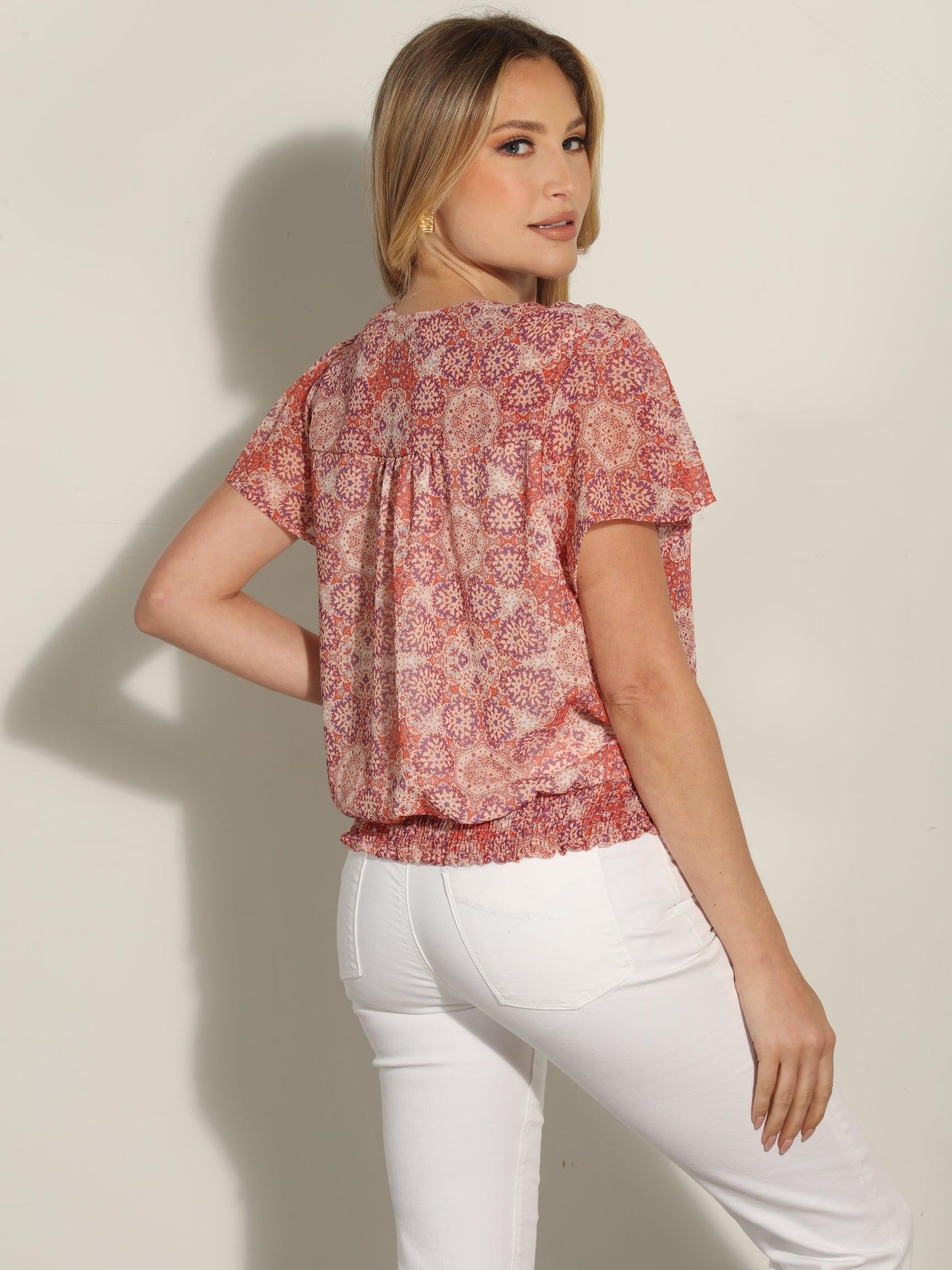 Temescal Short Sleeve Wrap Blouse-FINAL SALE
