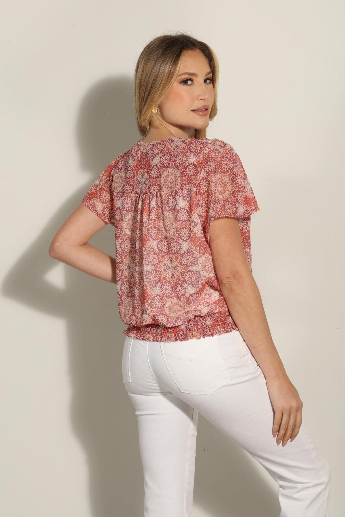 Temescal Short Sleeve Wrap Blouse-FINAL SALE