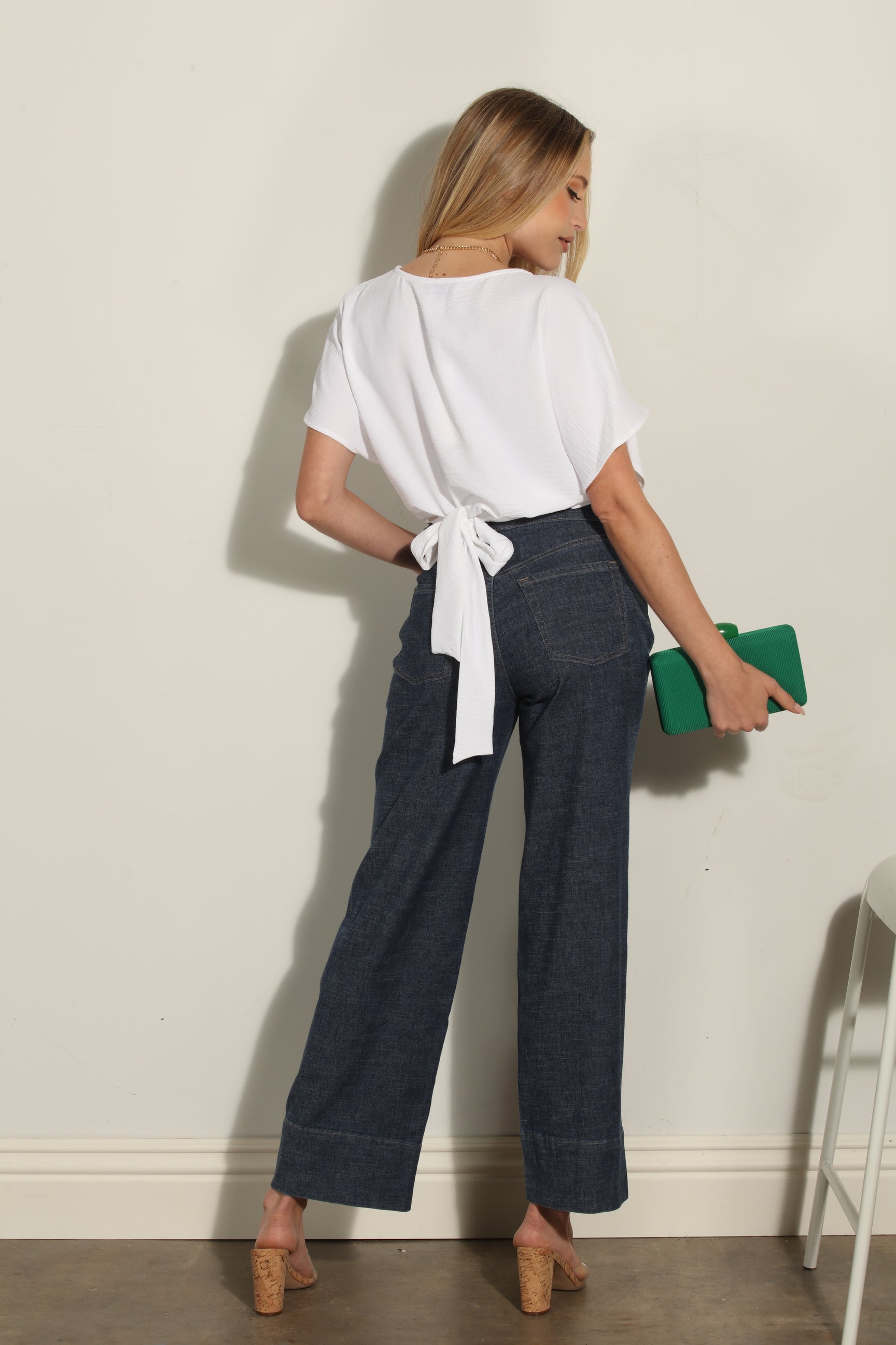 White Mom Cropped Wrap Top-FINAL SALEs