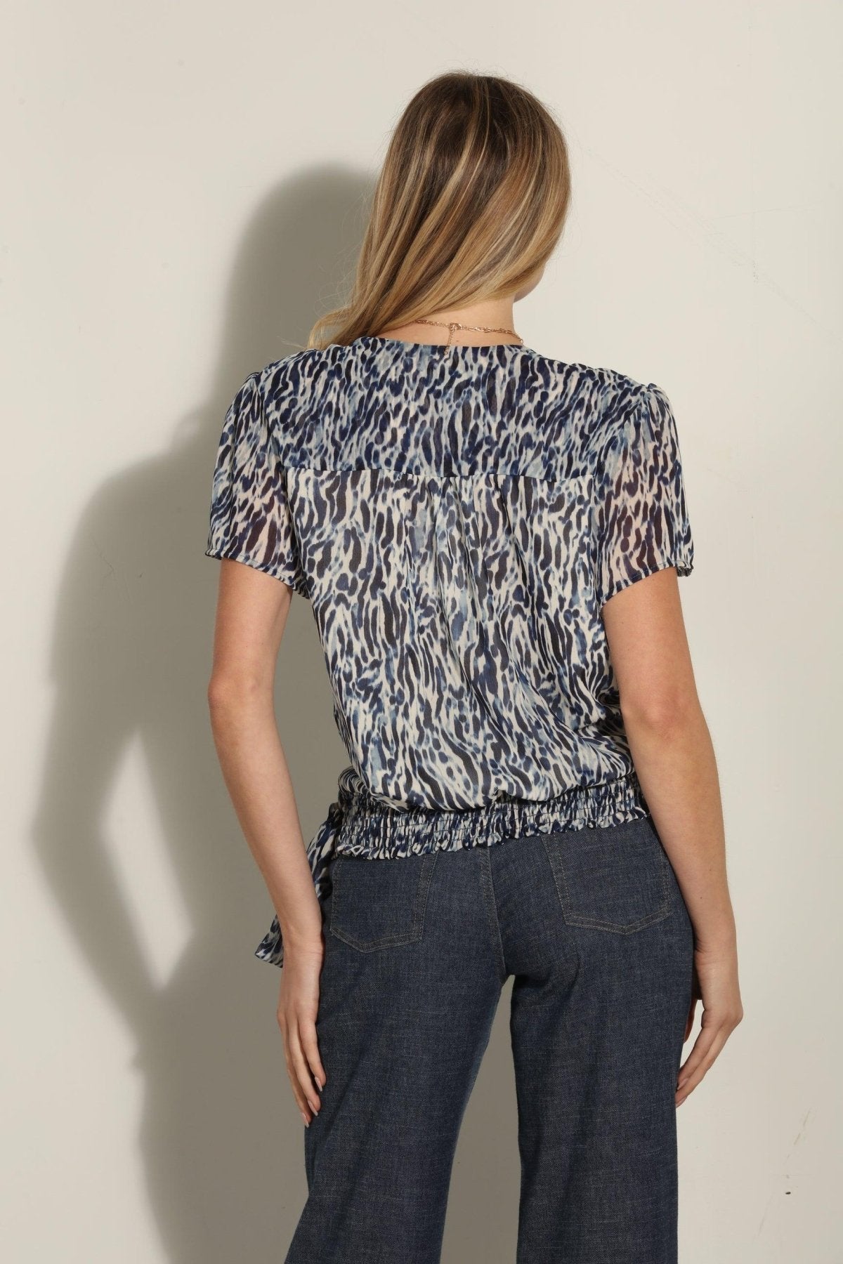 Livia Short Sleeve Wrap Blouse-FINAL SALE