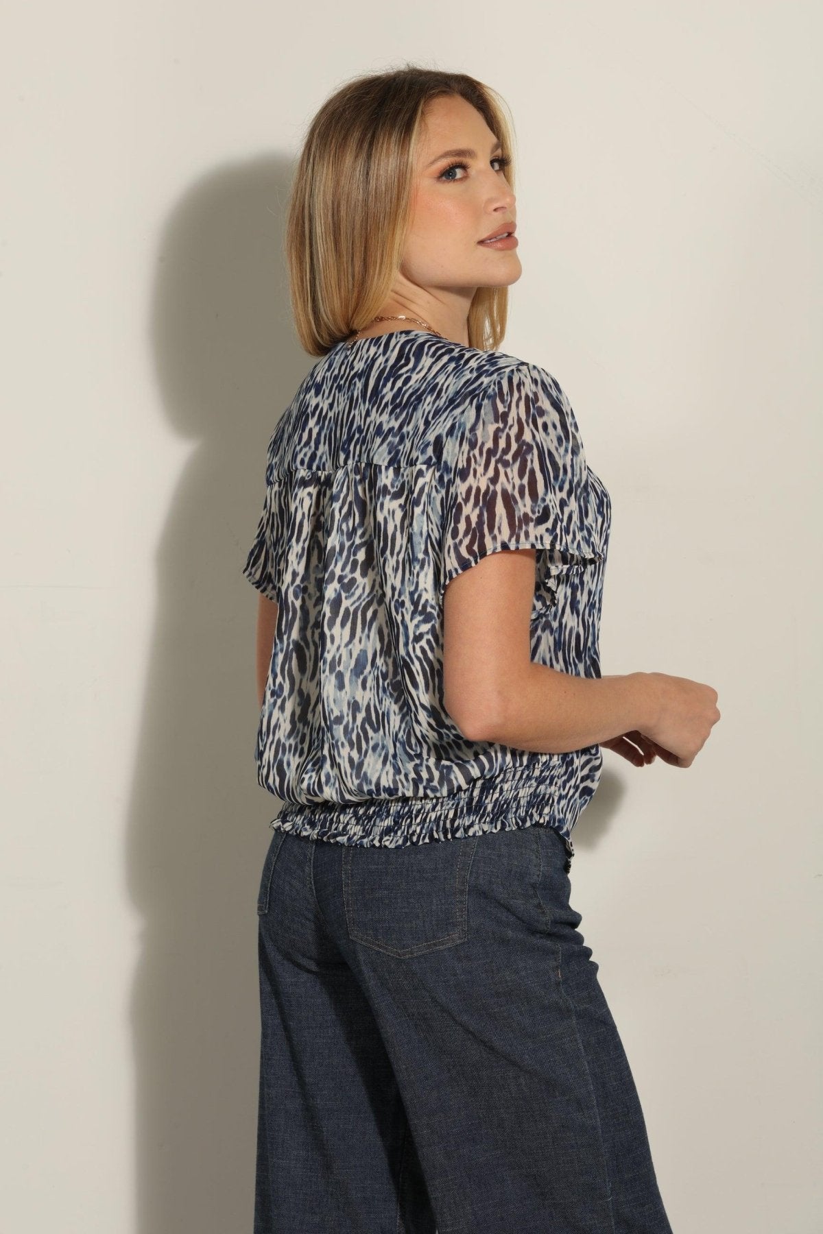 Livia Short Sleeve Wrap Blouse-FINAL SALE