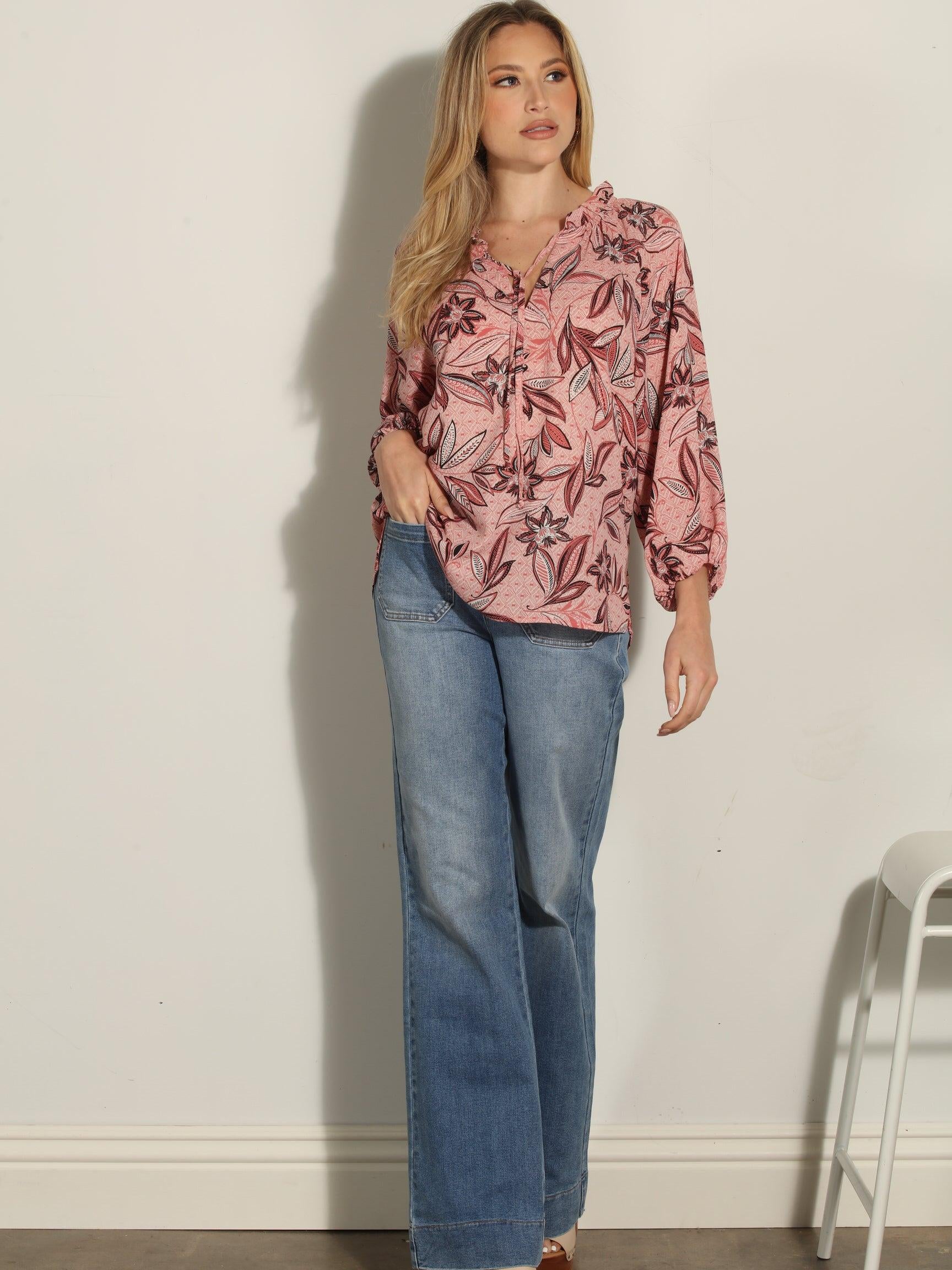 Pookie Split-Neck Blouse -FINAL SALE