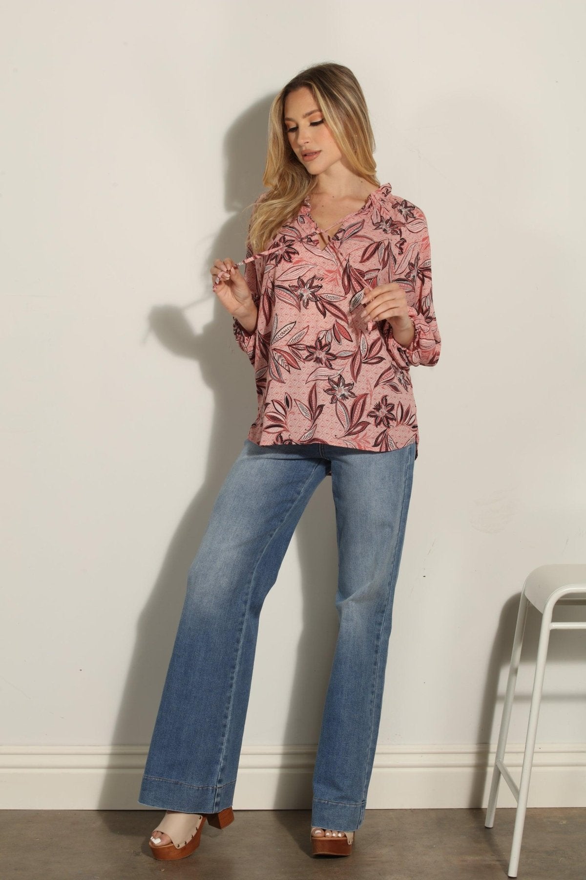 Pookie Split-Neck Blouse -FINAL SALE