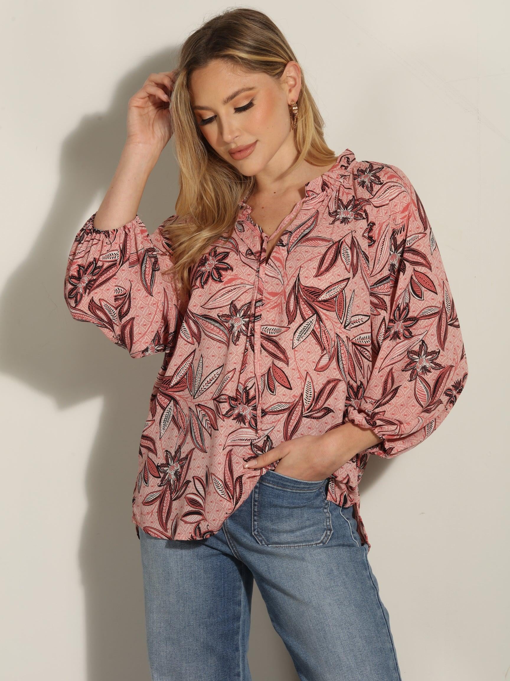 Pookie Split-Neck Blouse -FINAL SALE