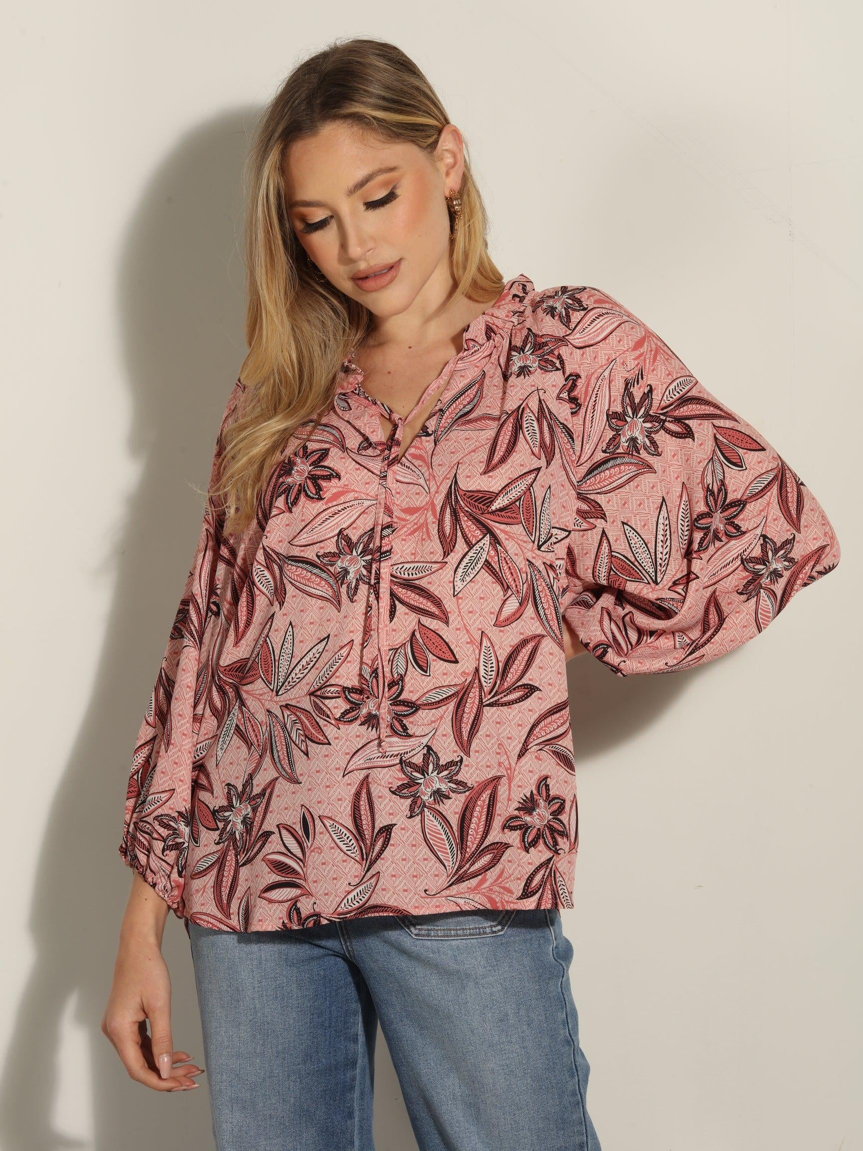 Pookie Split-Neck Blouse -FINAL SALE