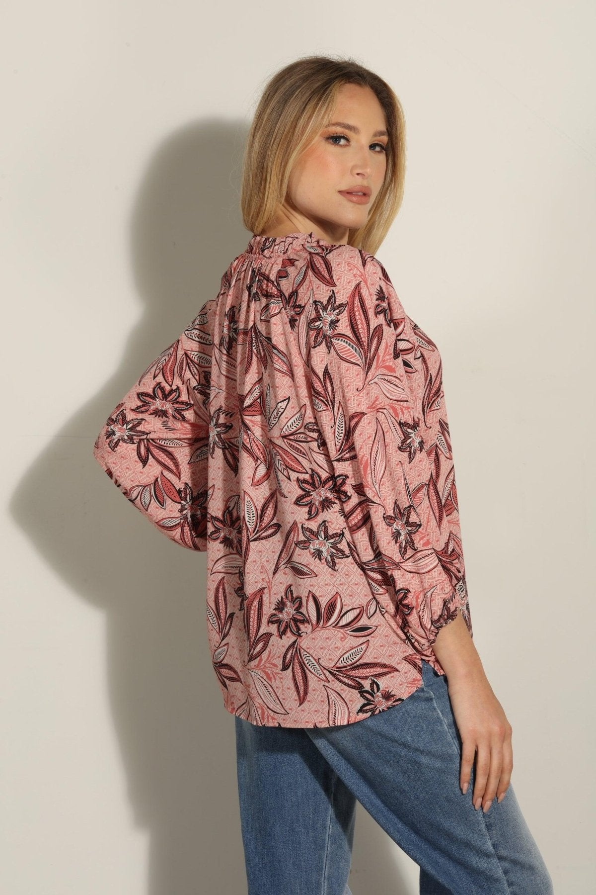 Pookie Split-Neck Blouse -FINAL SALE