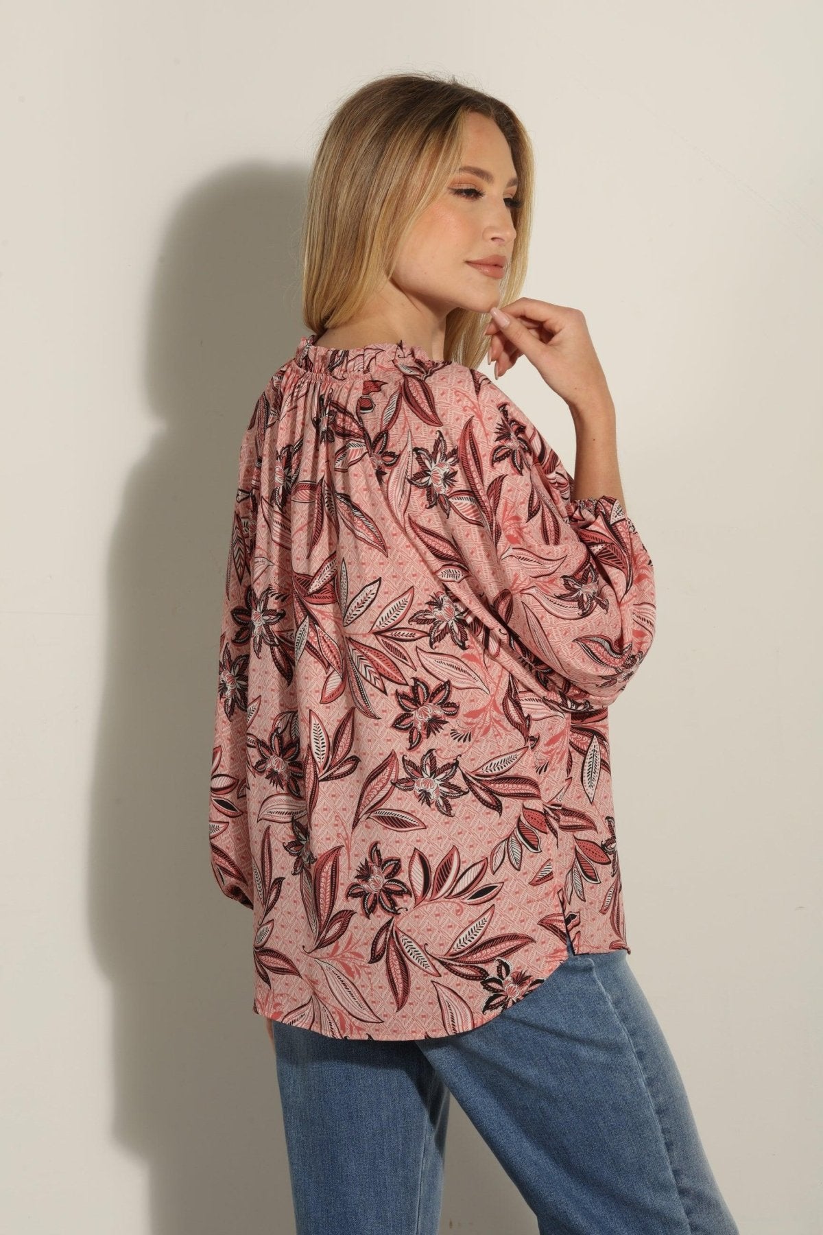 Pookie Split-Neck Blouse -FINAL SALE