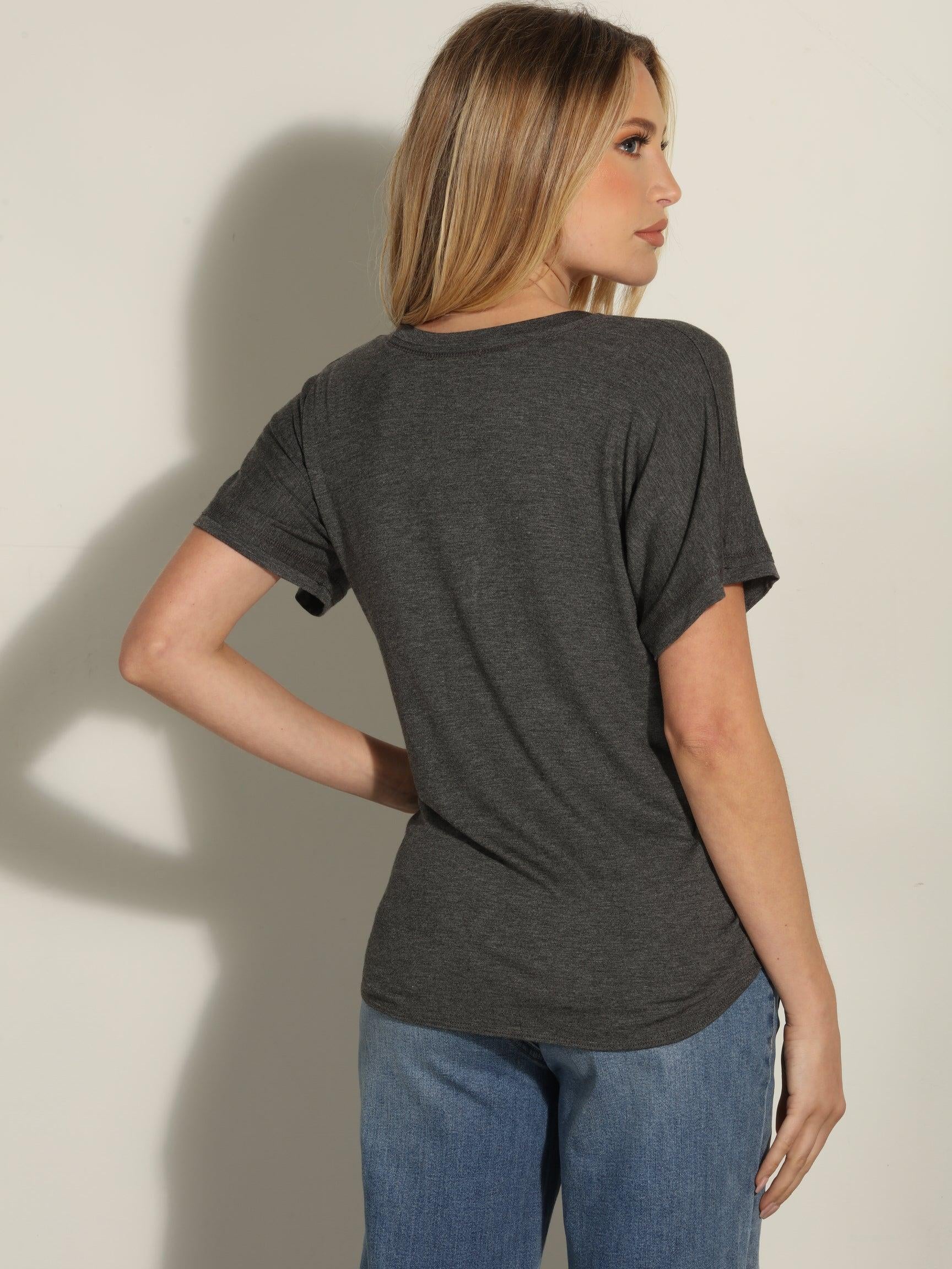 Charcoal Tee with Front Tie-FINAL SALE