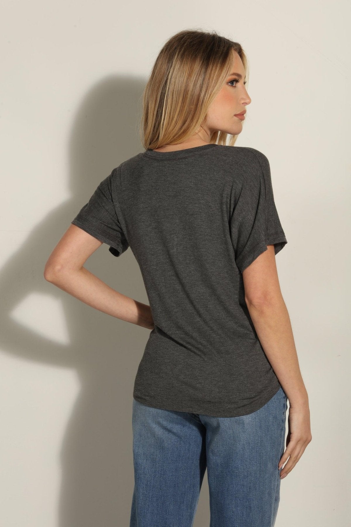 Charcoal Tee with Front Tie-FINAL SALE