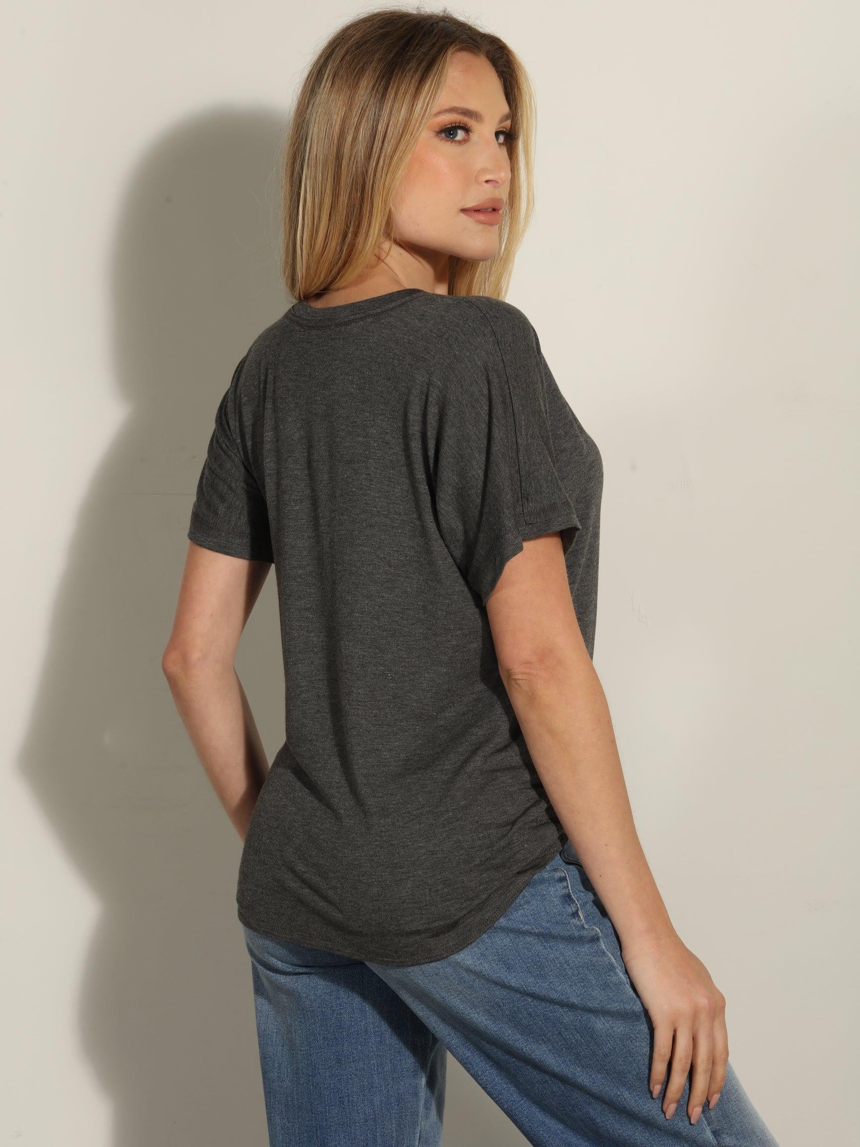 Charcoal Tee with Front Tie-FINAL SALE