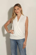 Ivory Cupro Banded Surplice Tank-BEST SELLER