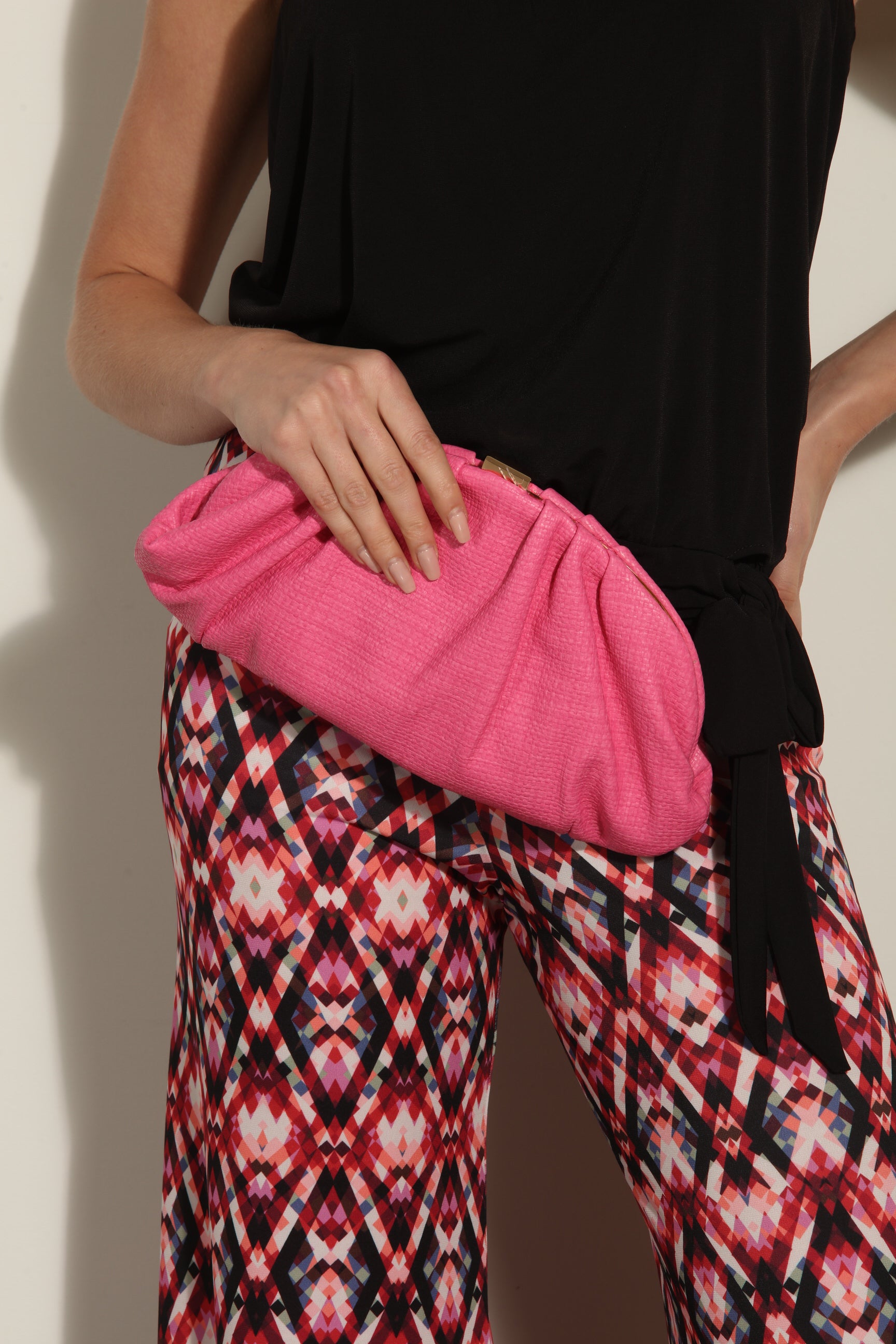Hot Pink Leather Pouch Purse