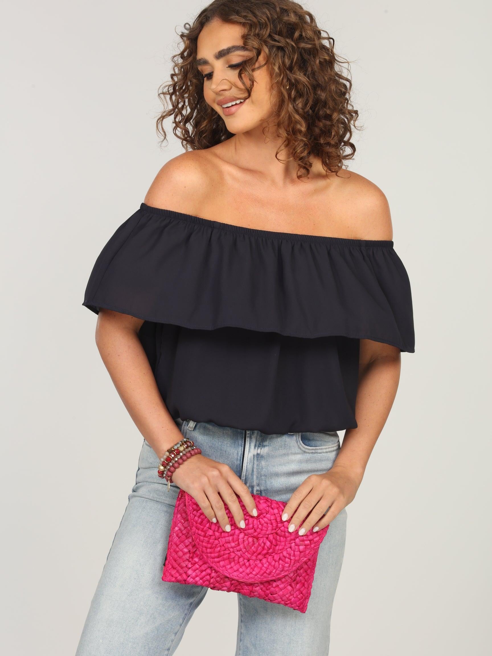 Dark Navy Ruffle Tube Top-FINAL SALE