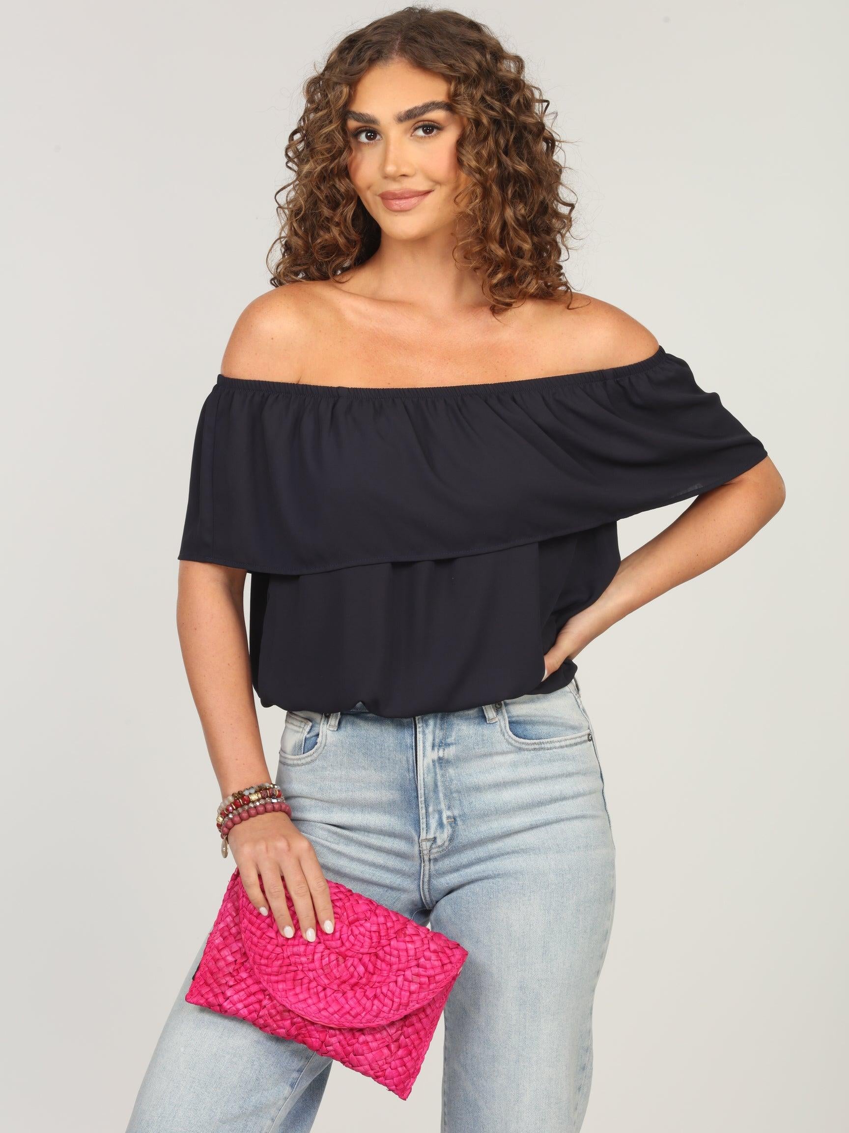 Dark Navy Ruffle Tube Top-FINAL SALE