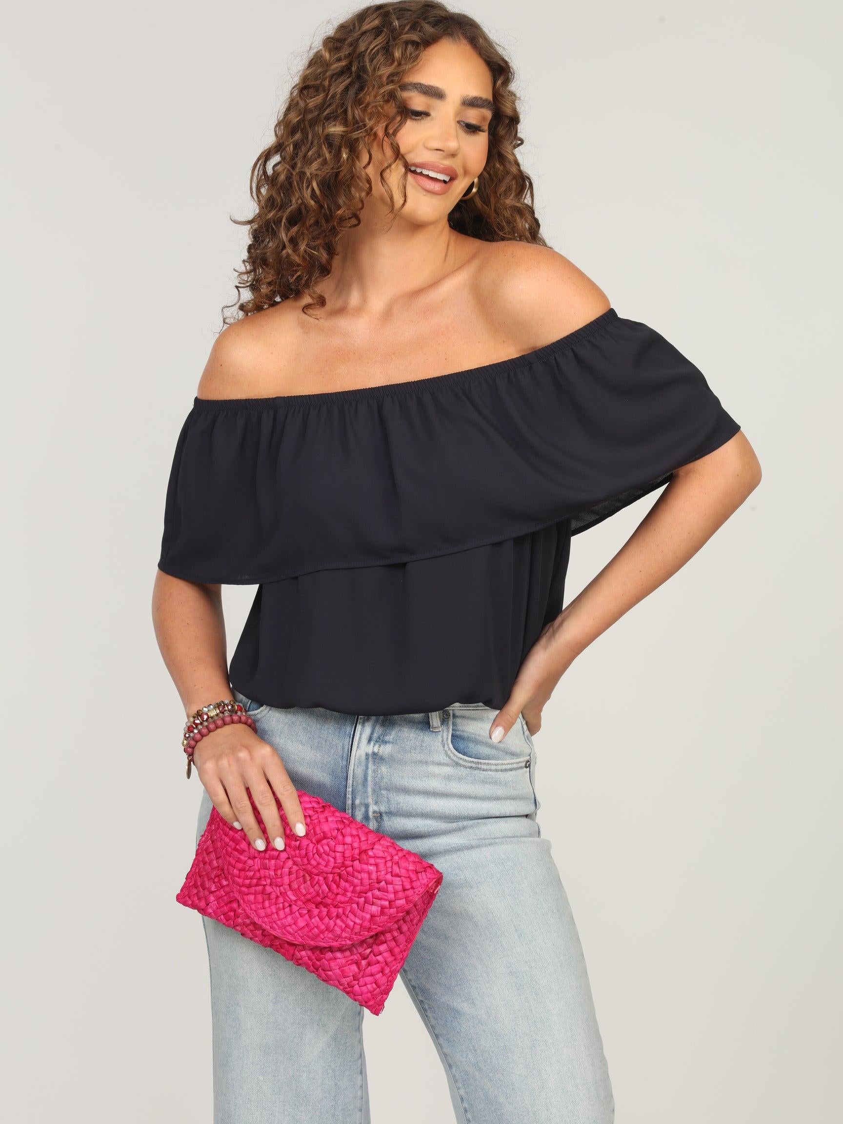 Dark Navy Ruffle Tube Top-FINAL SALE