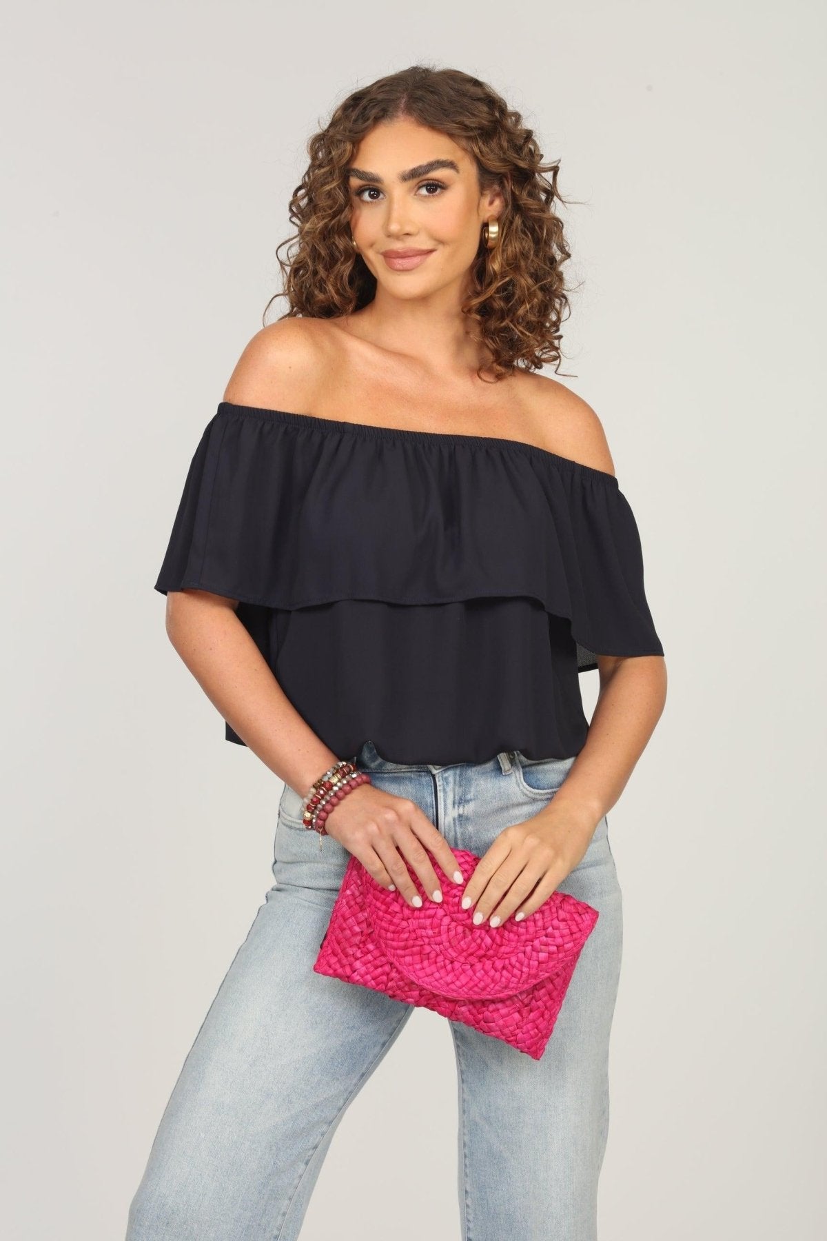 Dark Navy Ruffle Tube Top-FINAL SALE