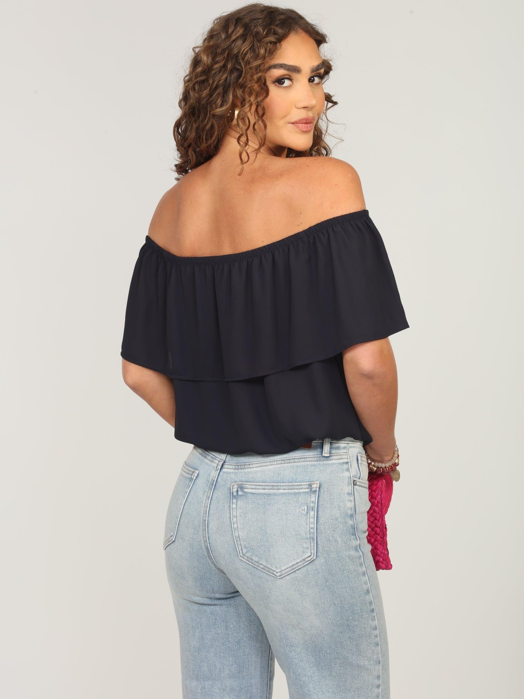 Dark Navy Ruffle Tube Top-FINAL SALE