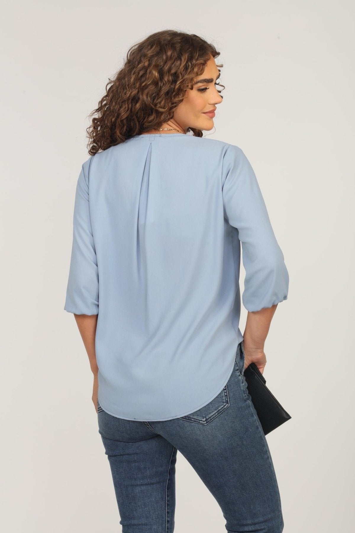 Powder Blue Surplice Blouse-FINAL SALE