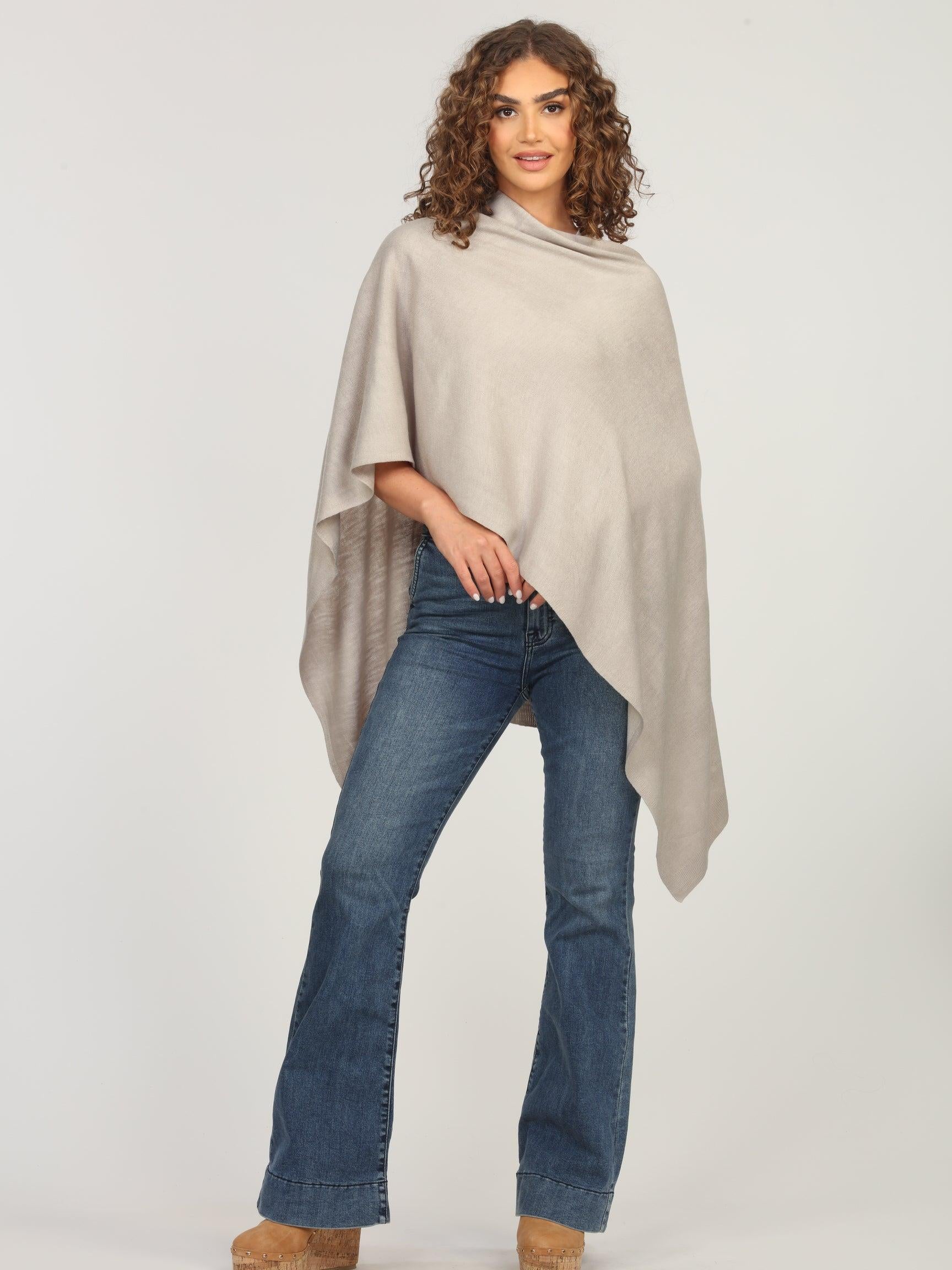 Light Tan Throw-On Poncho-BEST SELLER
