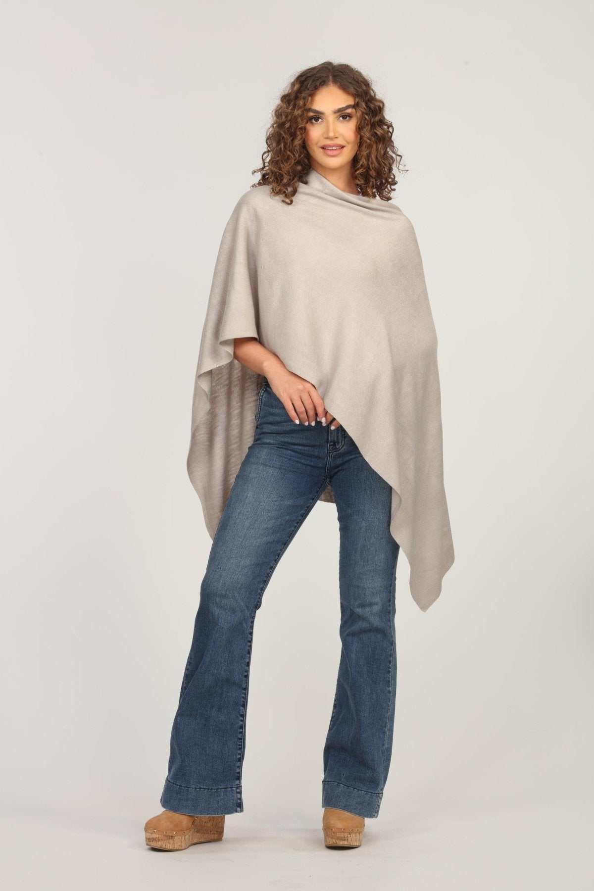 Light Tan Throw-On Poncho-BEST SELLER