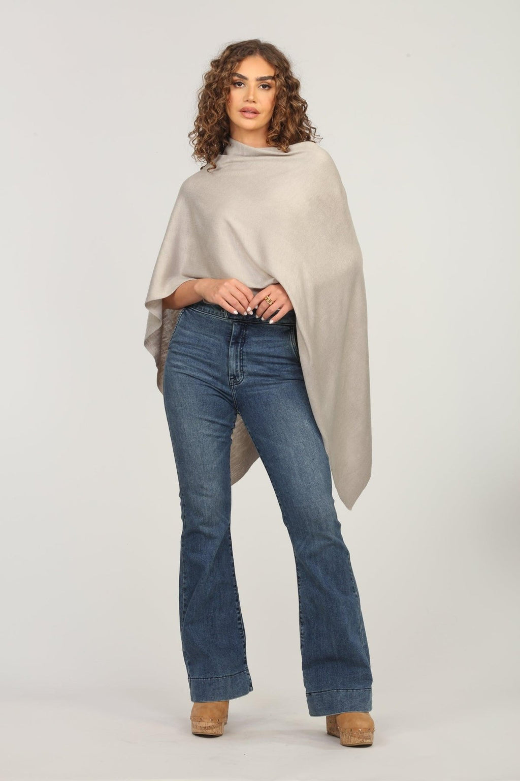 Light Tan Throw-On Poncho-BEST SELLER