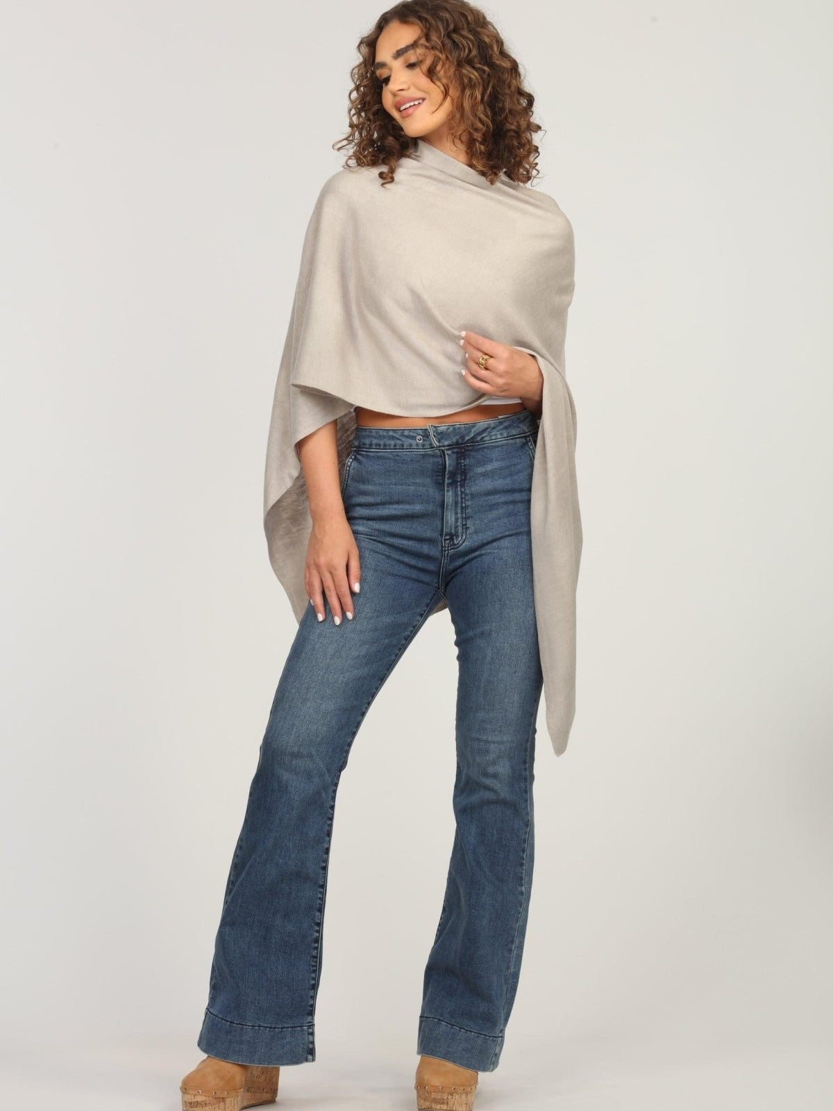 Light Tan Throw-On Poncho-BEST SELLER