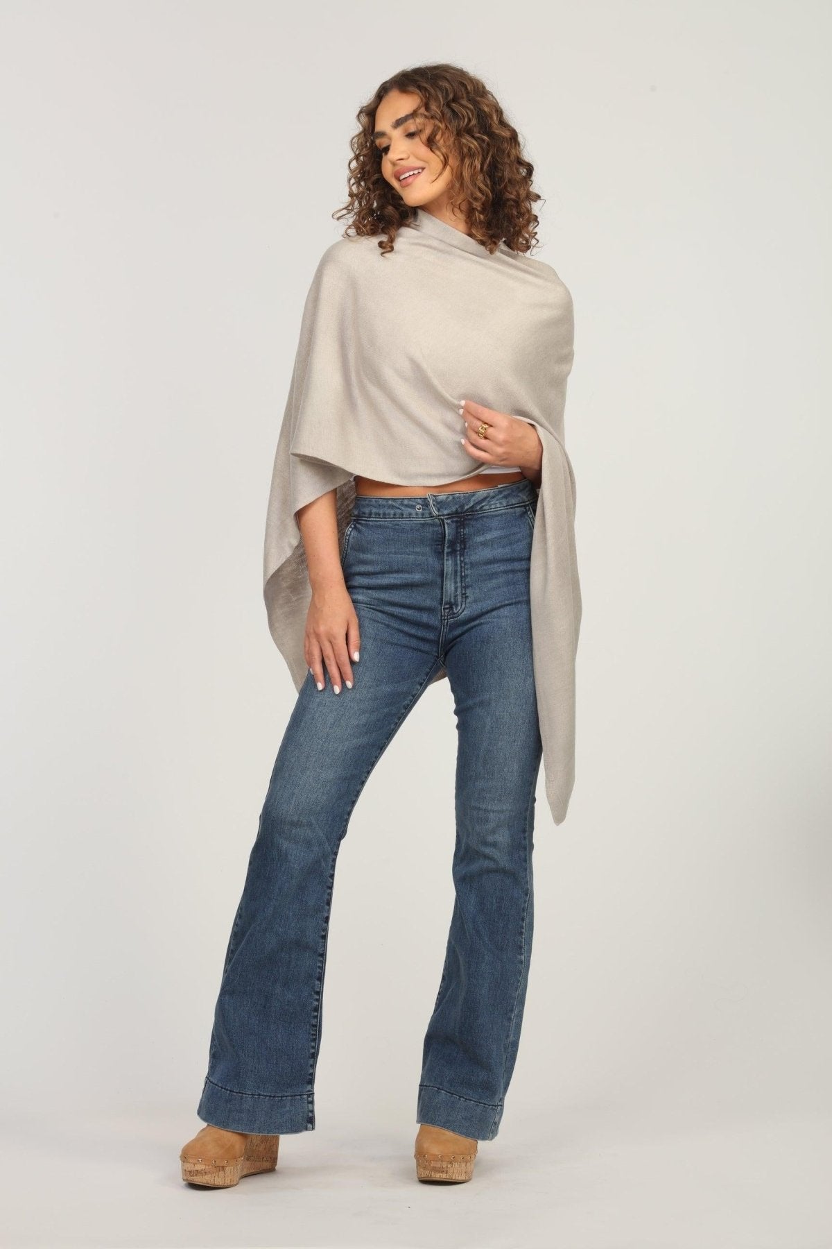 Light Tan Throw-On Poncho-BEST SELLER