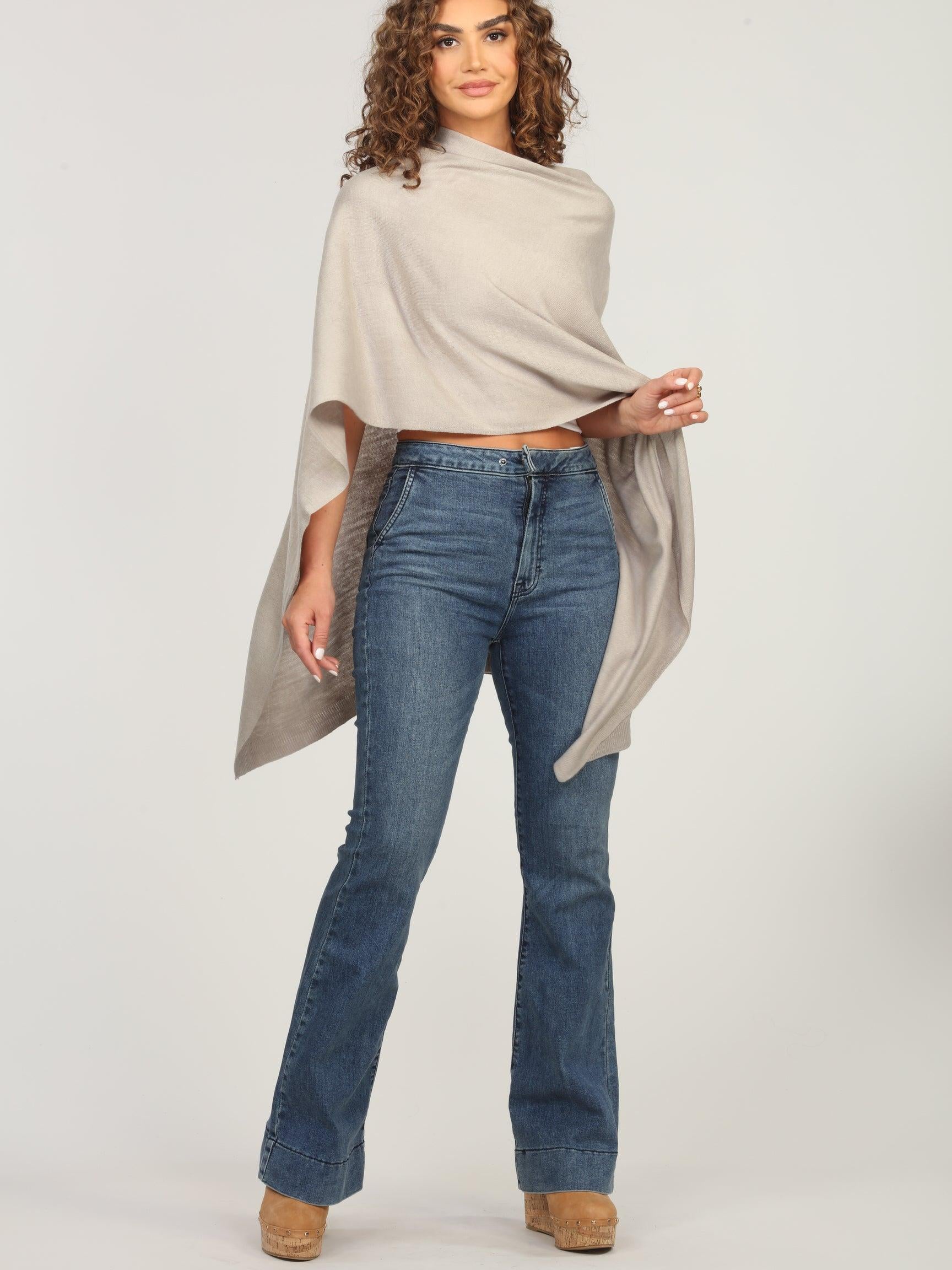 Light Tan Throw-On Poncho-BEST SELLER