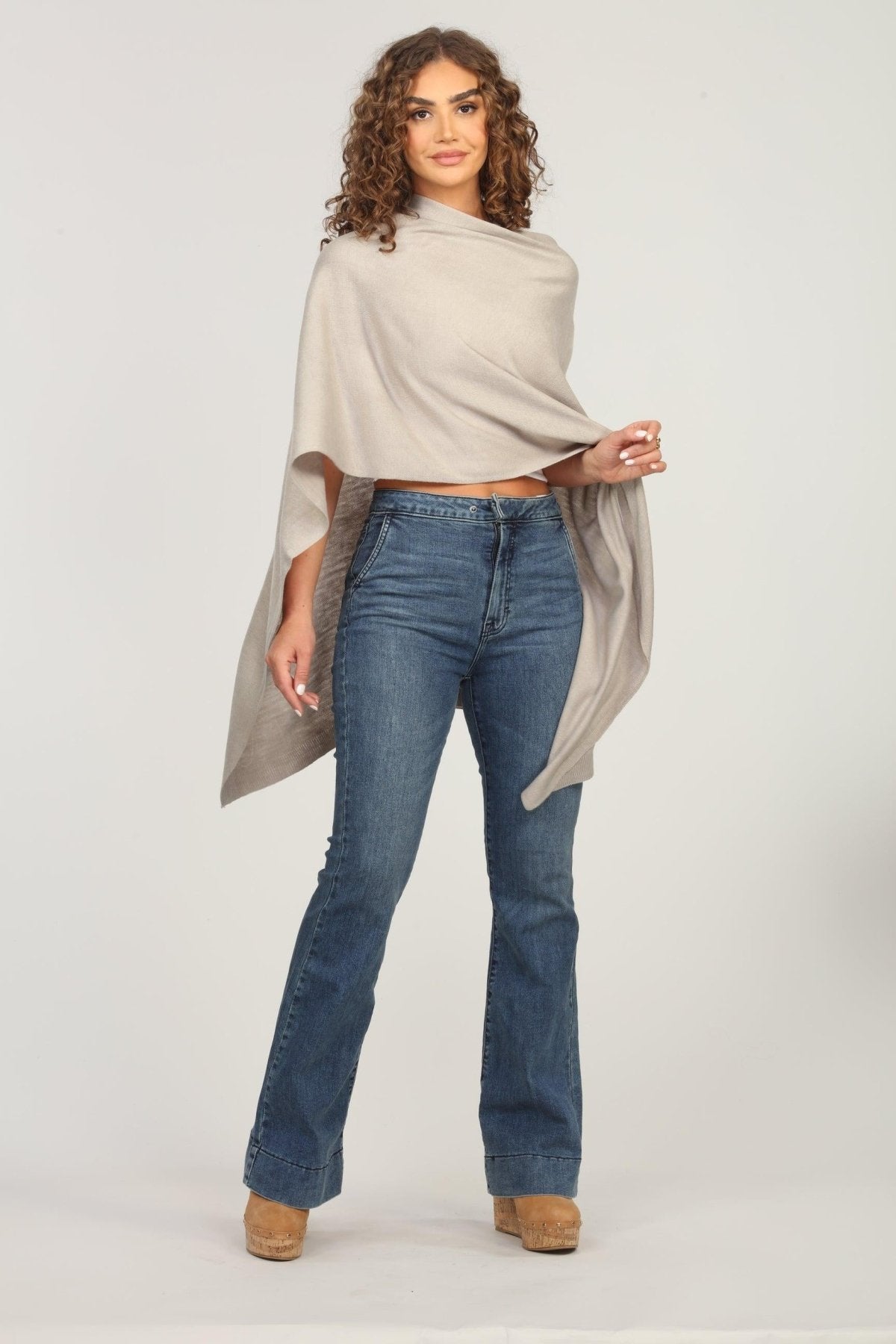 Light Tan Throw-On Poncho-BEST SELLER