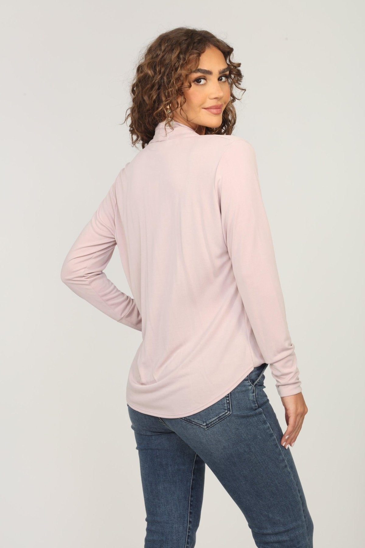 Dusty Pink Draped Surplice Top-BEST SELLER