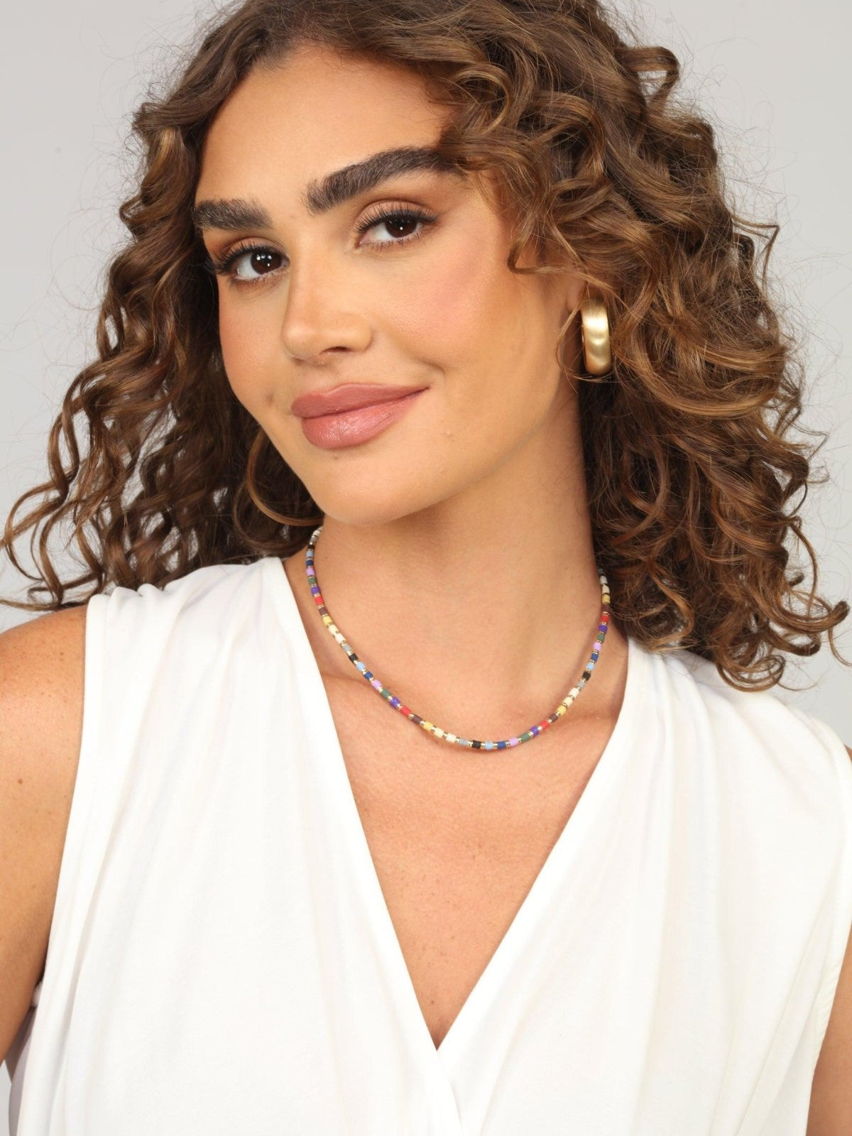 Multi Color Beaded Choker Necklace