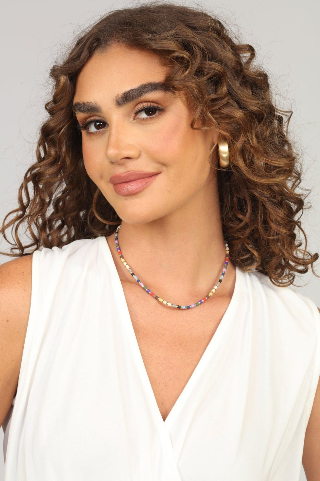 Multi Color Beaded Choker Necklace