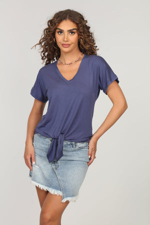 Denim Blue Tee with Front Tie-FINAL SALE