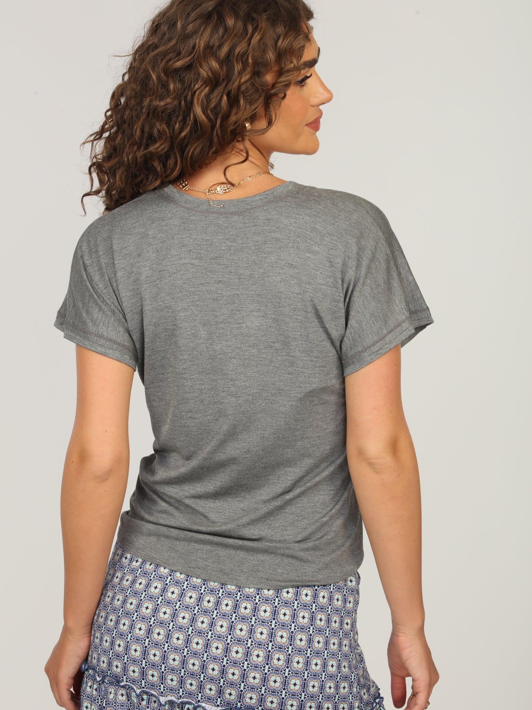Dark Heather Grey Tee with Front Tie
