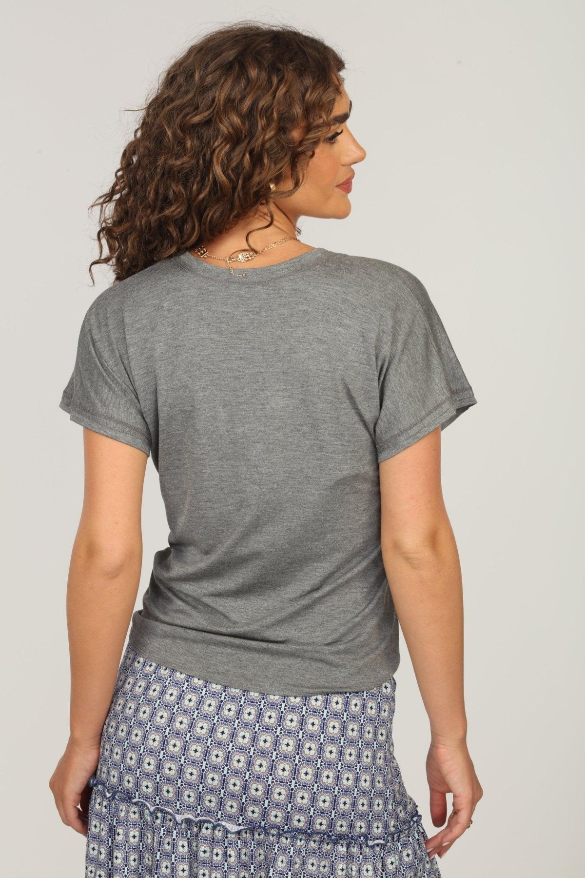 Dark Heather Grey Tee with Front Tie