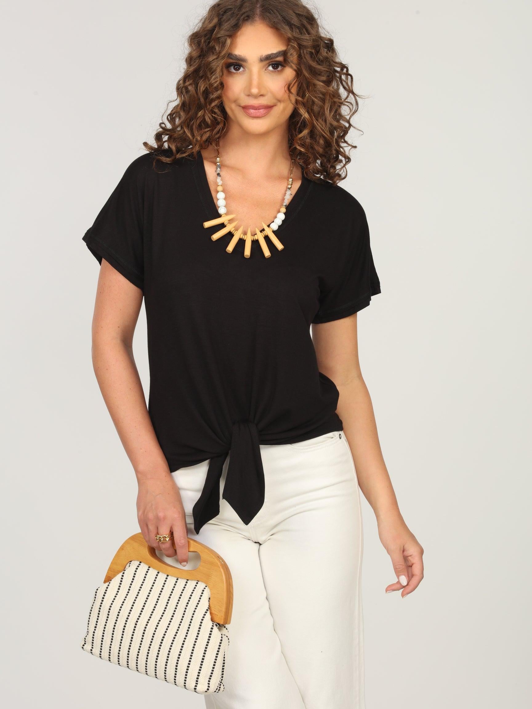 Black Tee with Front Tie-BEST SELLER
