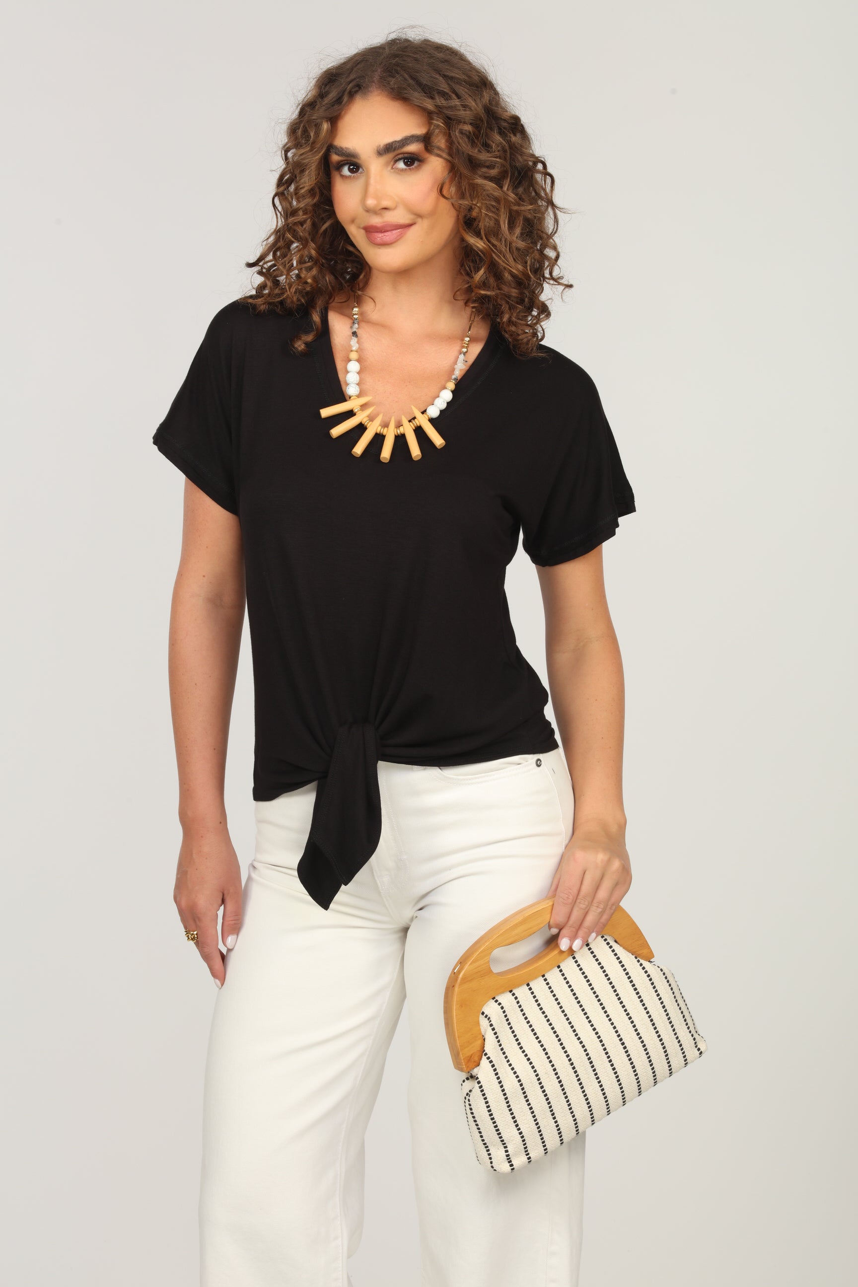 Black Tee with Front Tie-BEST SELLER