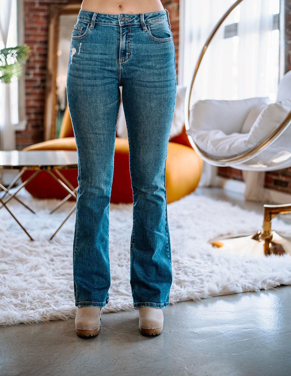 The Happi Flare Leg Jean - Medium Wash- FINAL SALE