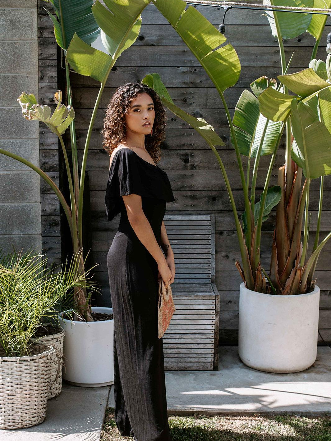 Black Jersey OTS Maxi Dress-FINAL SALE